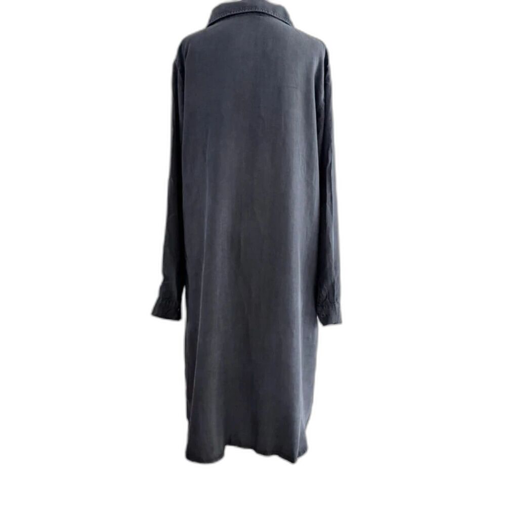 Boho Westen Core Black Grey Denim Shirt Dress Long Sleeve Button Down Midi Dress - Picture 2 of 8